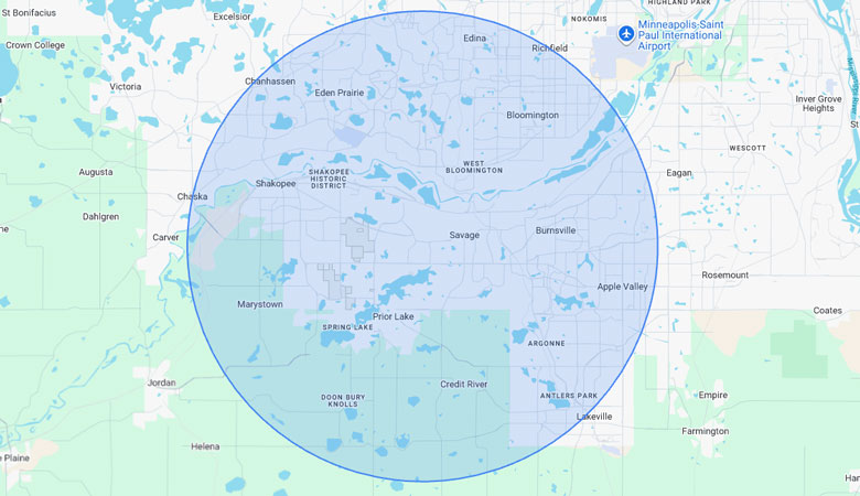 Service Area Circle Map